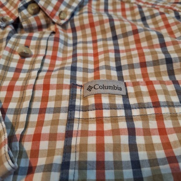 Men’s Columbia Long Sleeve Colorful Plaid Button-Down‎ Shirt Logo Pocket Size M - Picture 3 of 11
